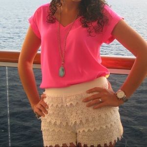 Express Hot Pink Short Sleeved Blouse